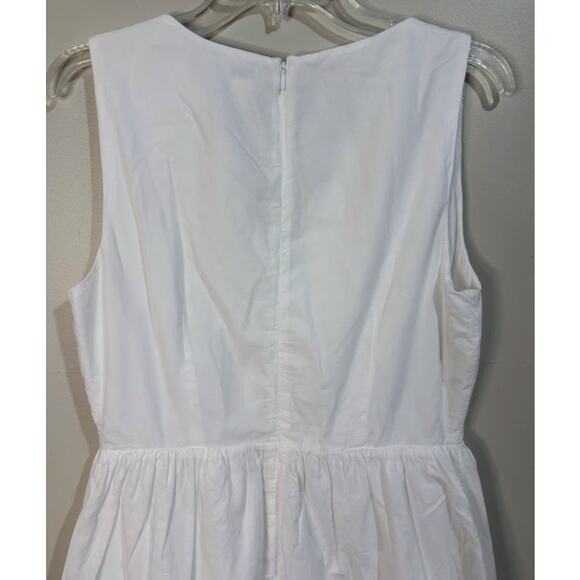 J Crew White Cotton Sleeveless Eyelet Border Dress Size 8 - Picture 8 of 9